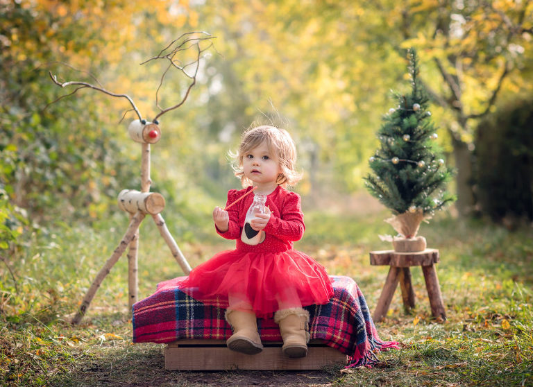 Little girl on a Christmas photo shoot