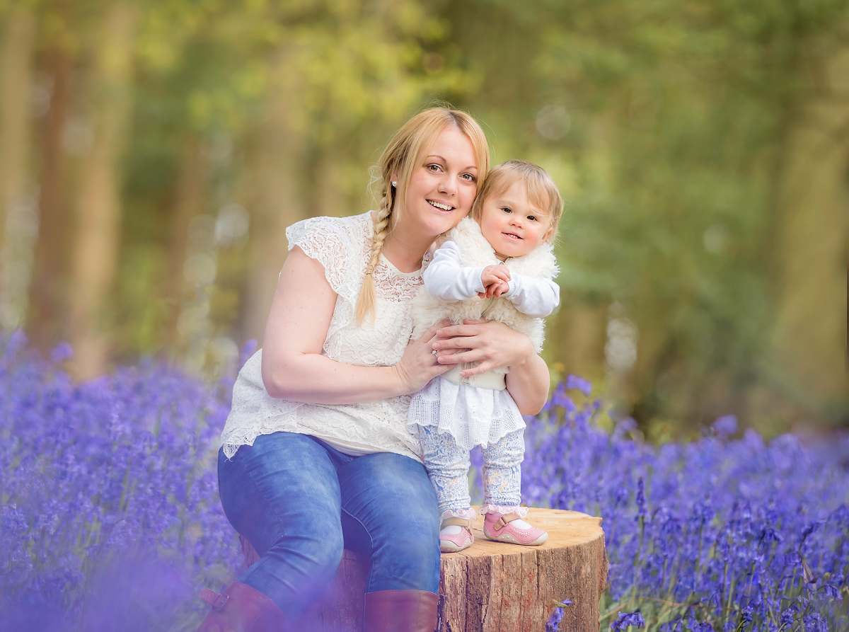 Baby with mum in the Bluebells