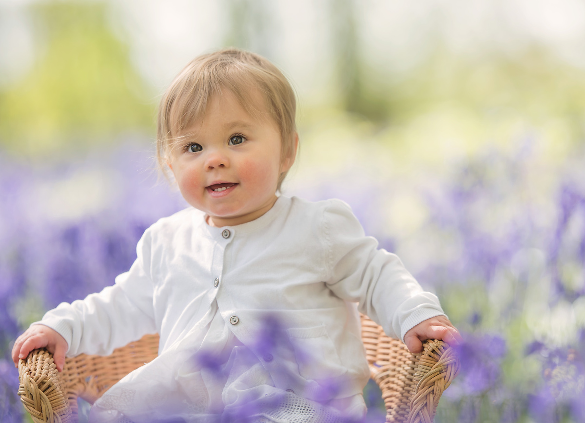 Baby girl in the bluebells