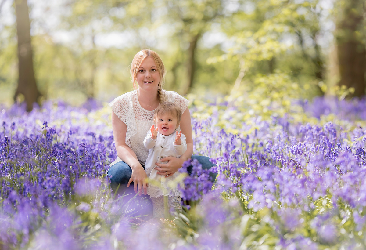 Baby with mum in the Bluebells