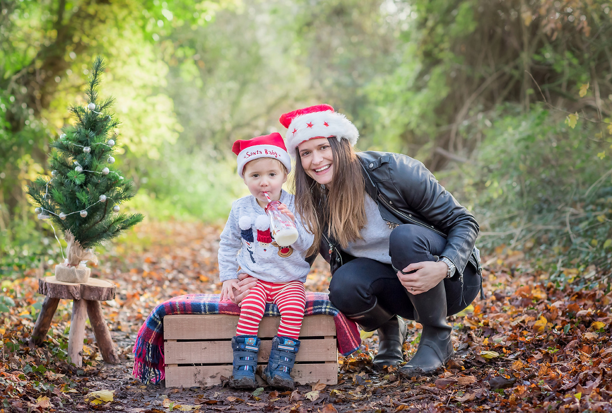 Family enjoying a Christmas photo shoot