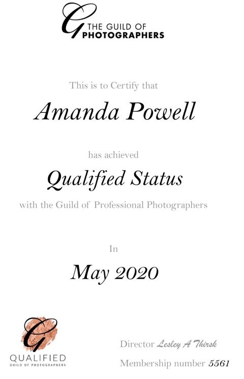 Amanda Powell Qualified Professional Photographer with Guild of Photographers